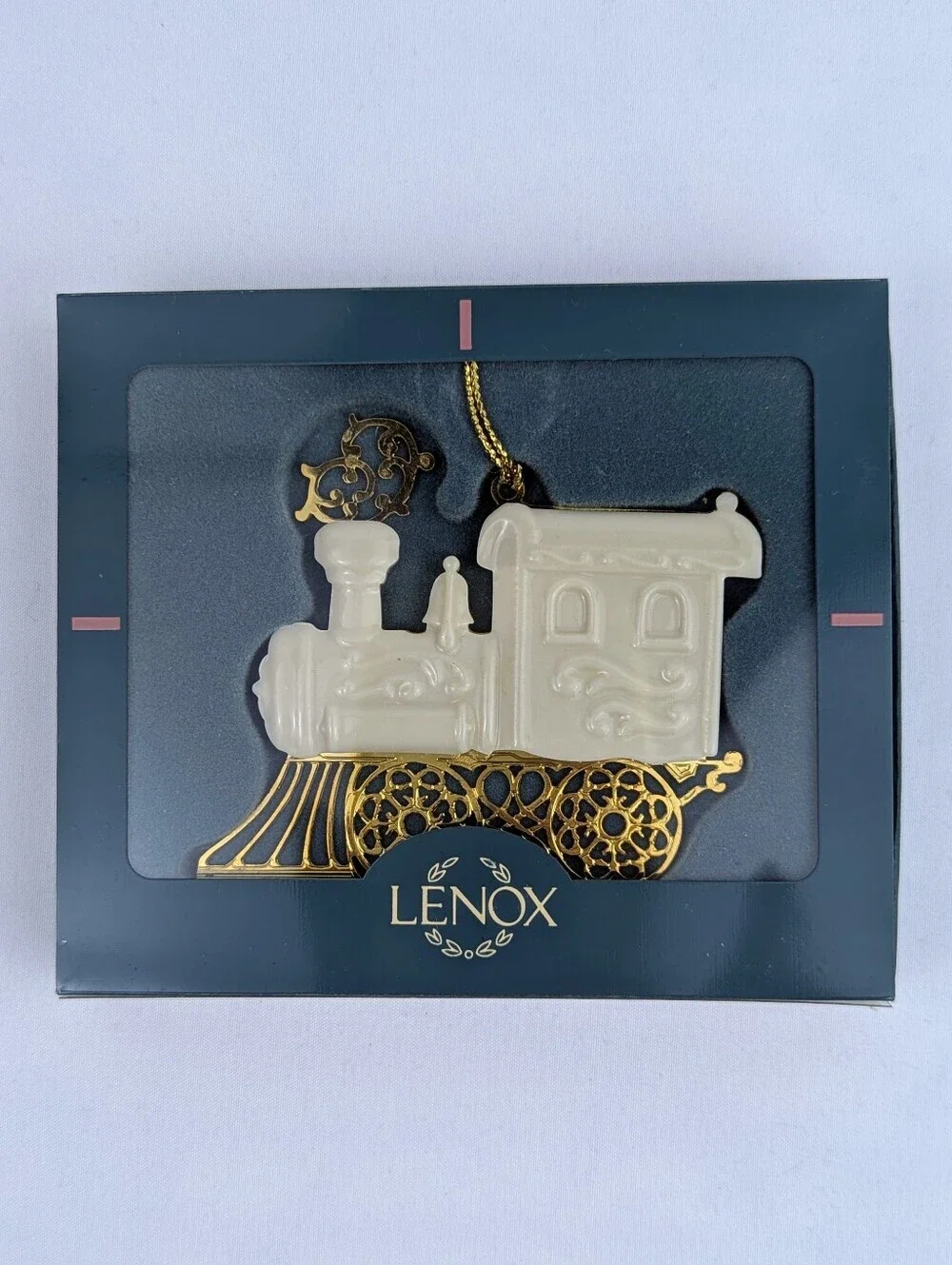 Lenox 1994 Porcelain & Gold Train Holiday Christmas Ornament